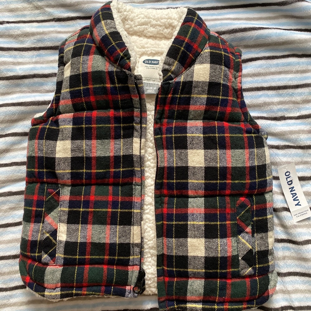 Old Navy Plaid Vest 12-18M